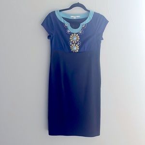 Boden color block dress with jewel neckline, size 4R